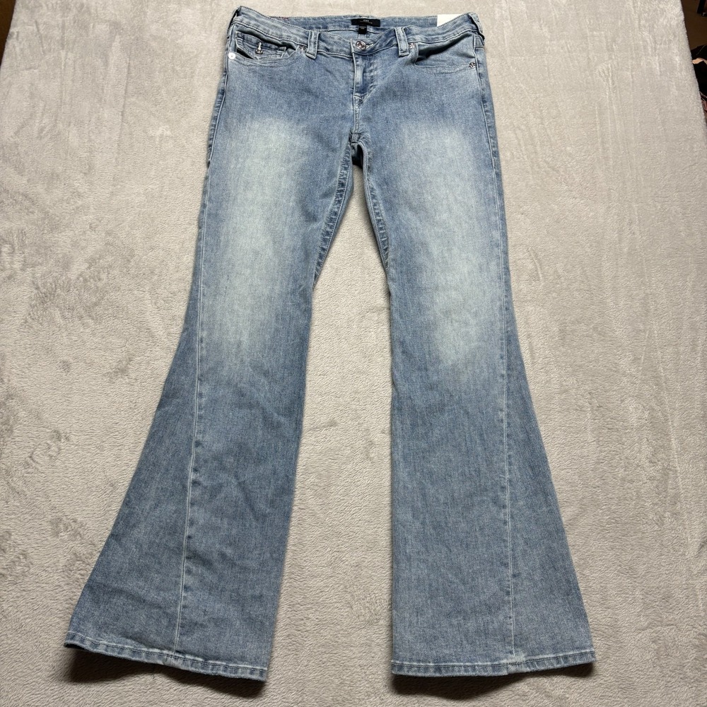 NEW True Religion Joey Low Rise Flare 35x33 Womens 35W Light Wash NWT
